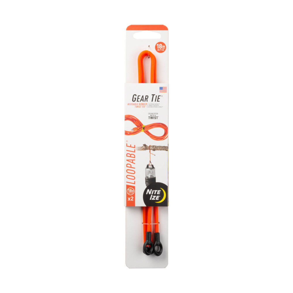 Gear Tie Loopable Twist Tie 18in 2pk Bright Orange GLS18-31-2R3