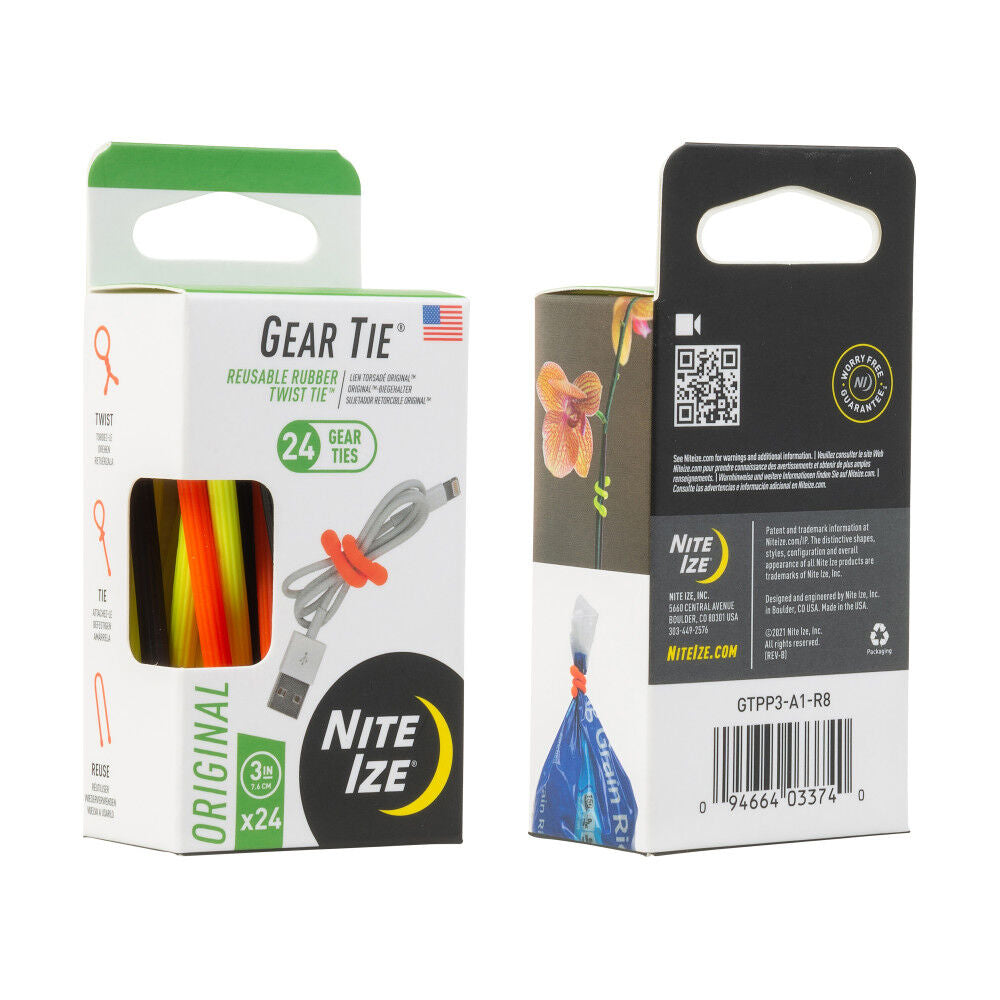 Gear Tie ProPack 3in 24pk Assorted GTPP3-A1-R8