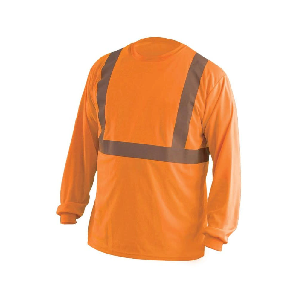 Hi-Vis Orange Class 2 Classic Wicking Birdseye T-Shirt Long Sleeve Medium LUX-LSET2B-OM