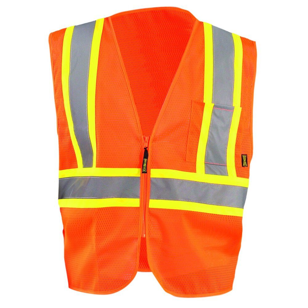 Zipper Safety Vest Orange High Visibility Mesh Standard XL ECO-IMZ-OXL