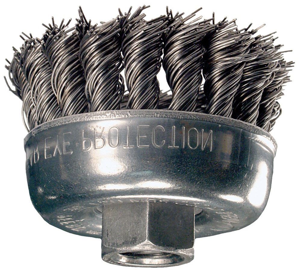 3-1/2in Knot Wire Cup Brush - .014 CS Wire 5/8-11 Thread (ext.) 82231P