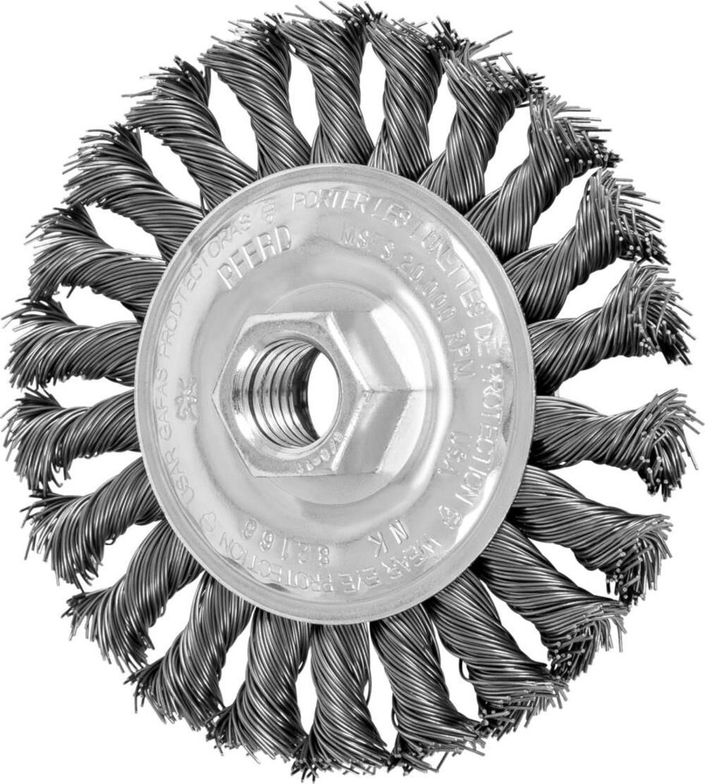 4in Full Cable Mini Knot Wheel .020 CS Wire 5/8 11 Thread 82166P