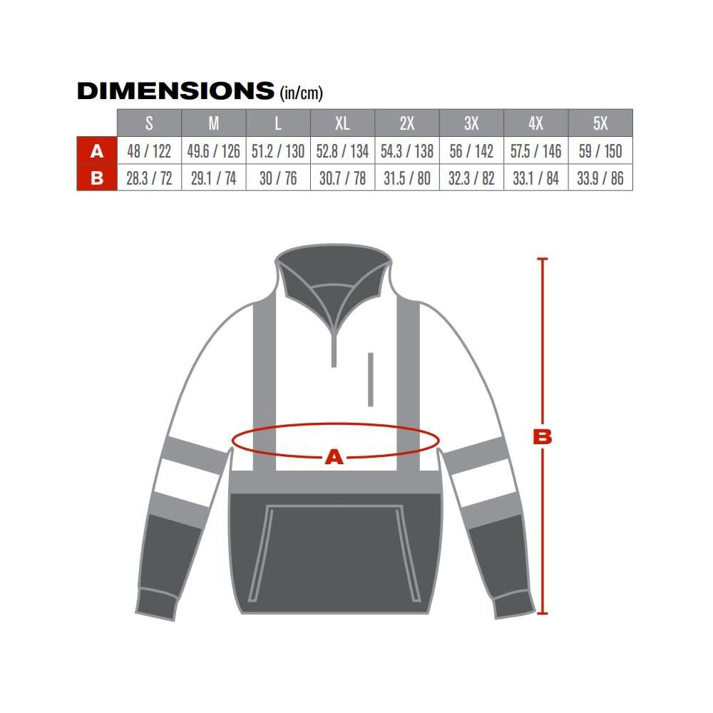 ANSI 1/4 Zip Pullover Sweatshirt Hi Vis Lime Yellow Large 323-1330B-LY/L