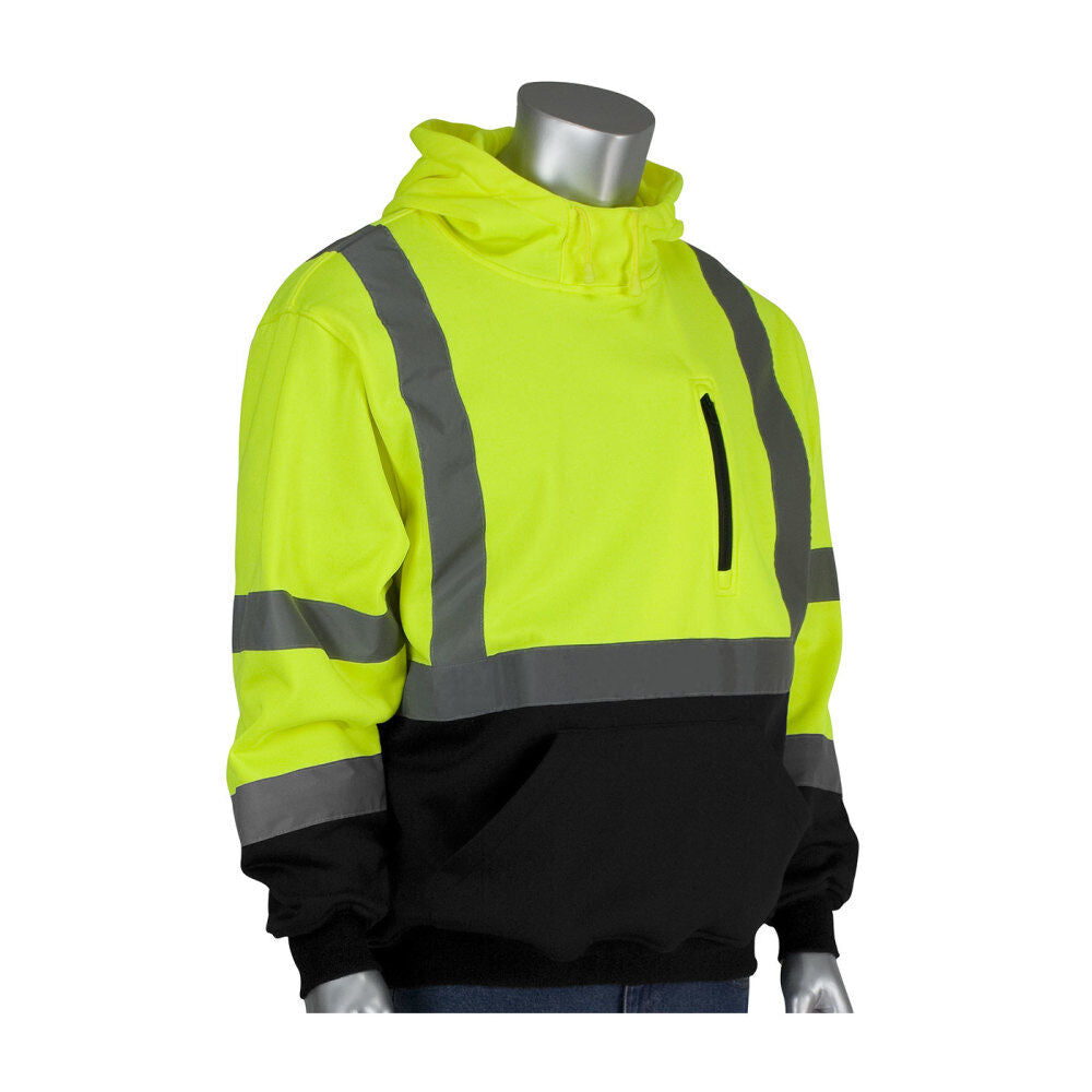 ANSI R3 Hooded Pullover Sweatshirt Hi Vis Lime Yellow XL 323-1350B-LY/XL