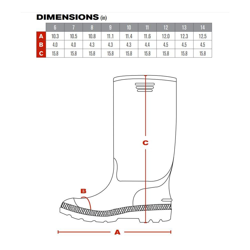 Boss Footwear 16in Black PVC Plain Toe Boot