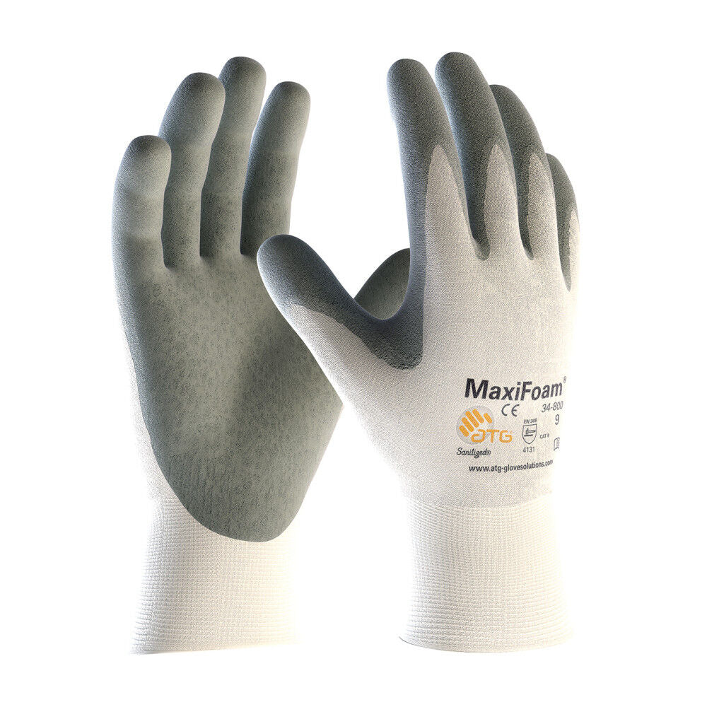 Gloves White MaxiFoam Premium Seamless Knit Nylon XL 12 Pairs of Gloves 34-800/XL