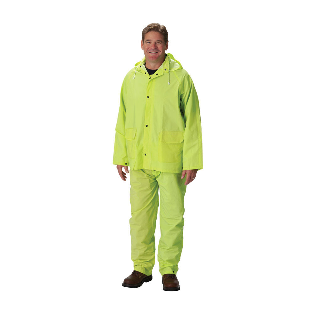 Rainsuit 3pc. .35mm PVC/Polyester Hood Corduroy Collar Hi Vis LY 3XL 201-355X3