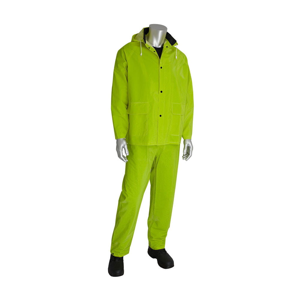 Rainsuit 3pc. .35mm PVC/Polyester Hood Corduroy Collar Hi Vis LY 4XL 201-355X4