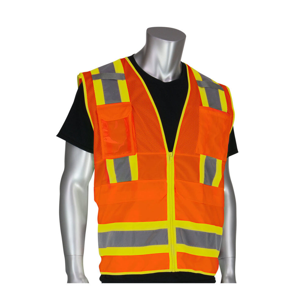 Surveyors Tech Vest Hi-Vis Orange Two-Tone Ten Pocket 2X 302-0700-OR/2X