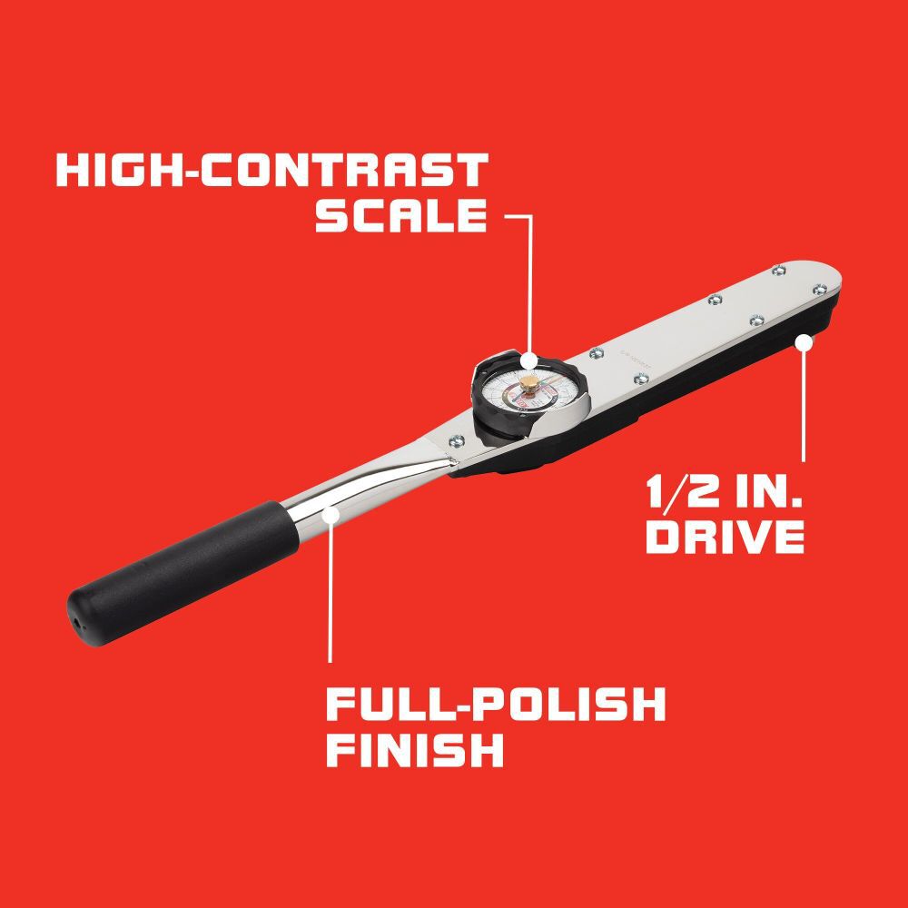 1/2 in Drive Dial Torque Wrench 50-250 ft-lbs J6125F