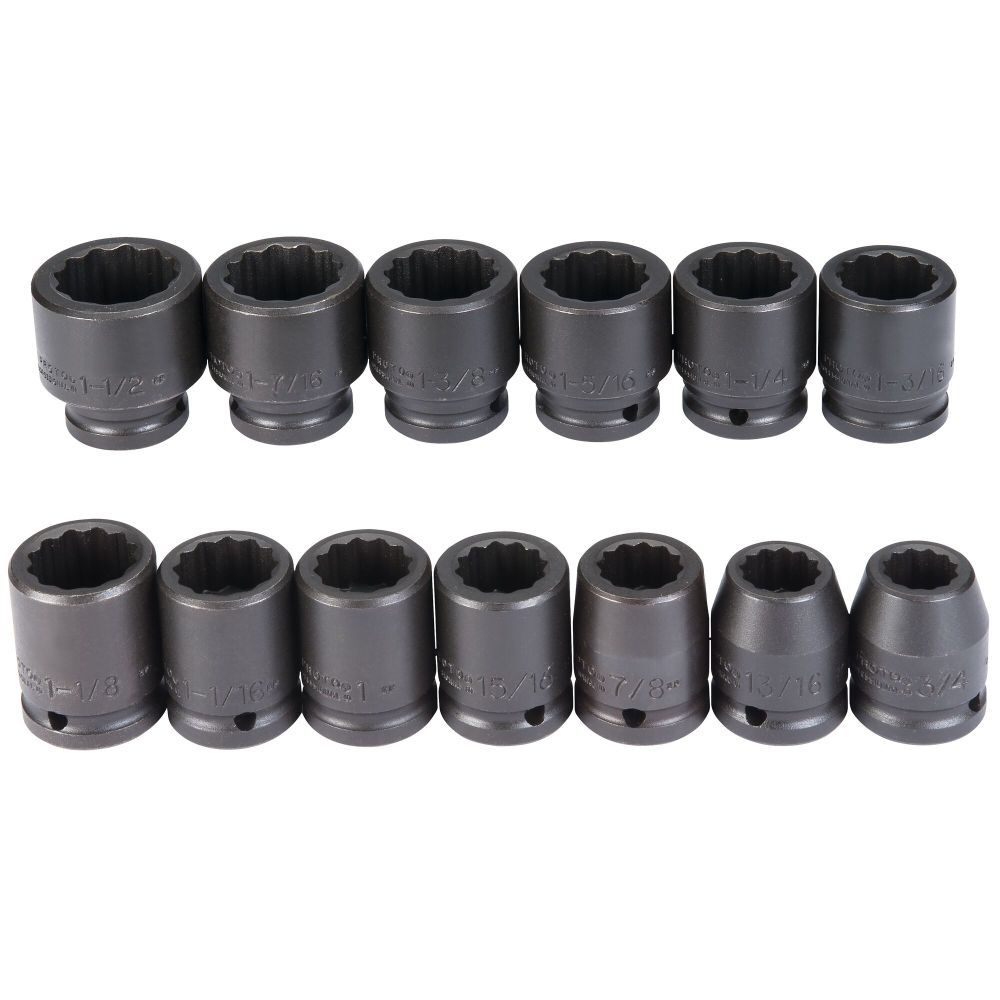 3/4in Drive 12pt Impact Socket Set 13pc J72104