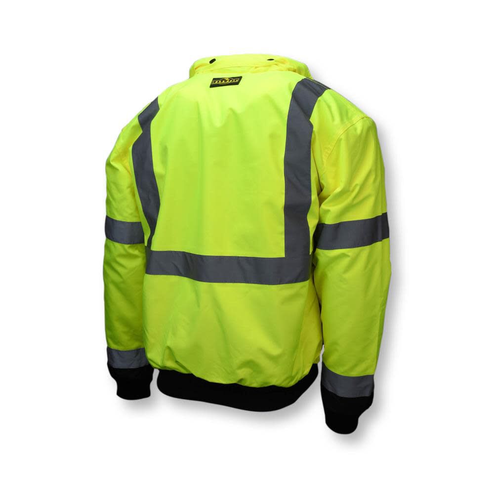 Class 3 Two in One High Visibility Bomber Safety Jacket Green Black Bottom 3X SJ110B-3ZGS-3X