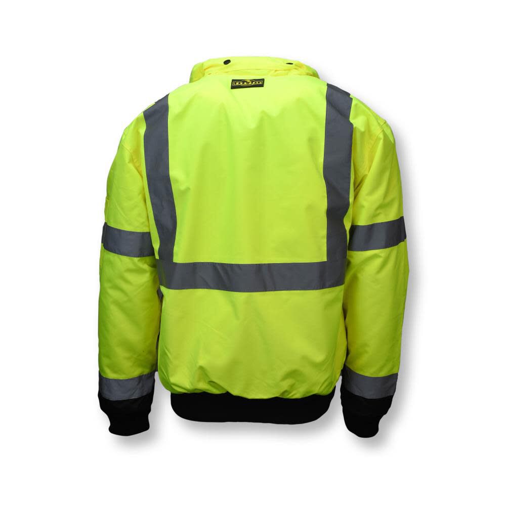 Class 3 Two in One High Visibility Bomber Safety Jacket Green Black Bottom 3X SJ110B-3ZGS-3X
