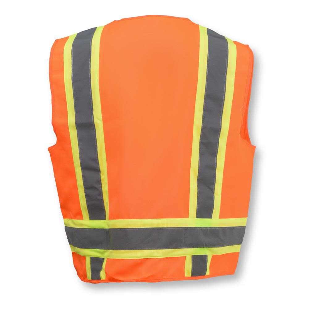 SV62 Type R Class 2 Surveyor Heavy Duty Solid Twill Safety Vest, Orange, 5X-Large SV62-2ZOT-5X