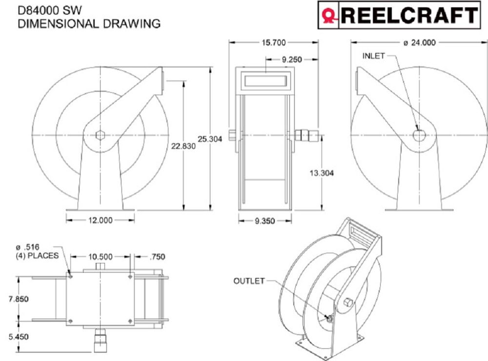 1 in. x 50 ft. Heavy Duty Fuel Hose Reel FD84050 OLP