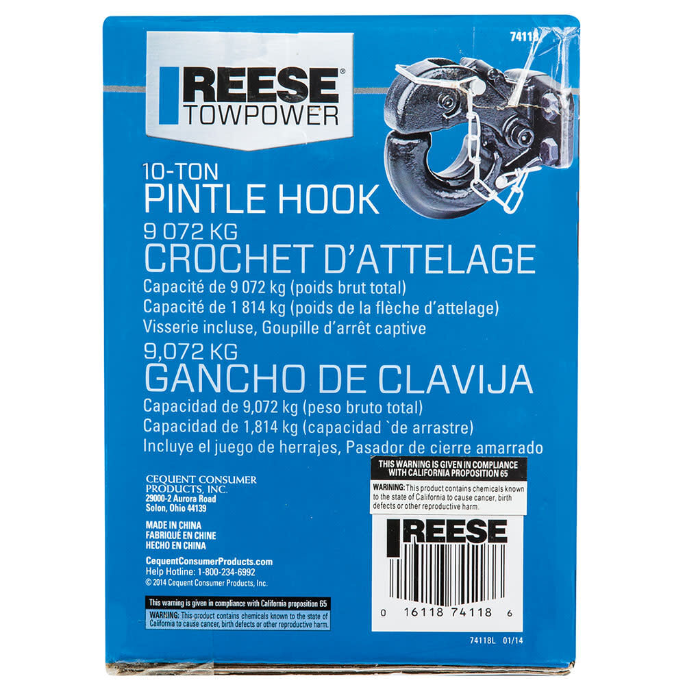 10 Ton 20000 lbs Steel Heavy Duty Bolt On Pintle Hook 8470197