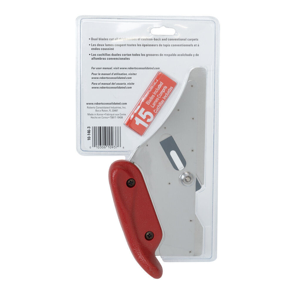 Cushion Back Carpet Cutter with 15 Heavy Duty Slotted Blades 10-146-3