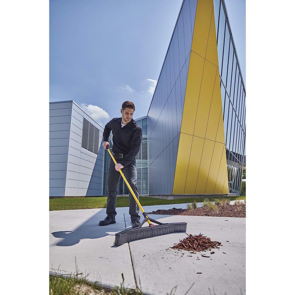 36in Black Polypropylene Medium Push Broom with Steel Handle 2018728