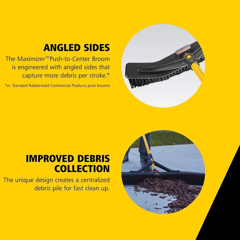 36in Black Polypropylene Medium Push Broom with Steel Handle 2018728