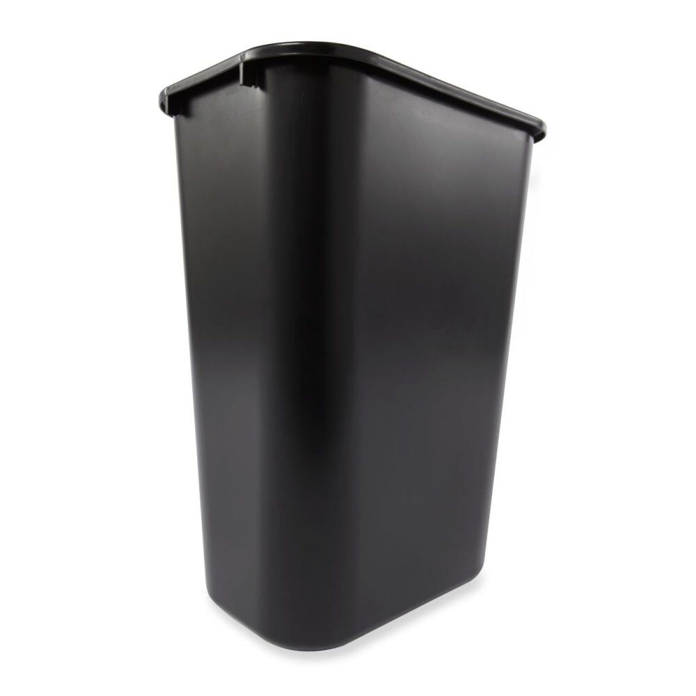 41 Qt Large Black Resin Rectangle Wastebasket FG295700BLA