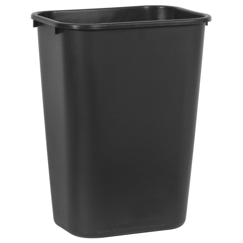 41 Qt Large Black Resin Rectangle Wastebasket FG295700BLA
