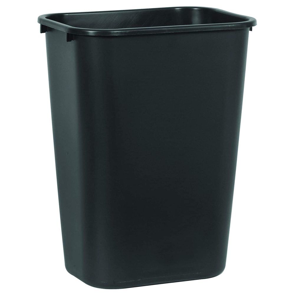 41 Qt Large Black Resin Rectangle Wastebasket FG295700BLA