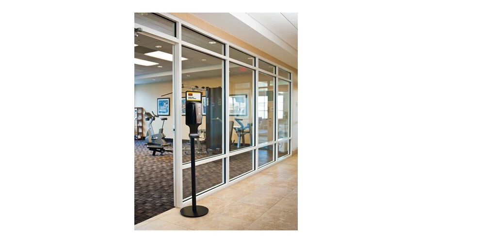 Black Metal Stand Auto foam Hygiene Hand Sanitizer Station FG750824