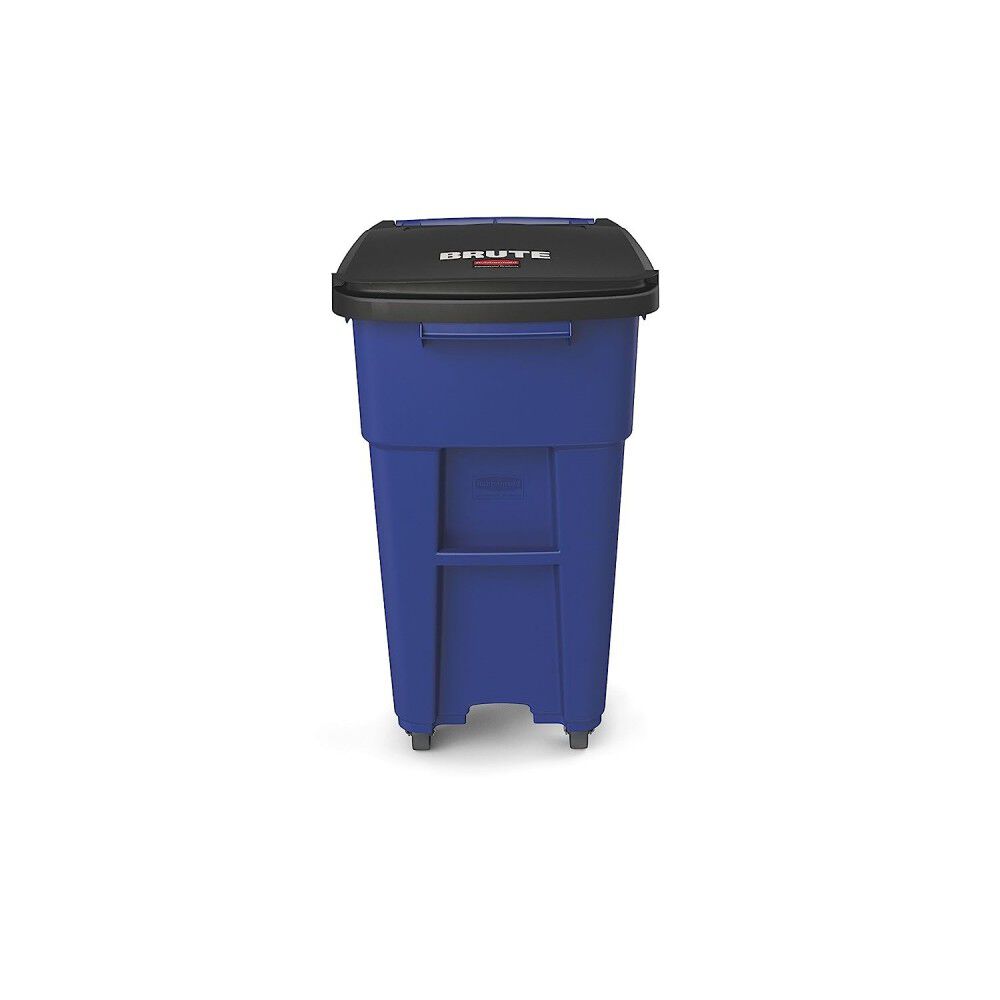Brute 50 Gallon Blue Resin Blend Container with Caster 1971949
