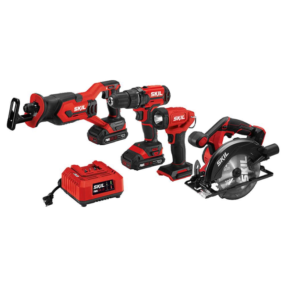 PWR CORE 20-volt 4-Tool Power Tool Combo Kit (2-Batteries Included and Charger Included) CB739701