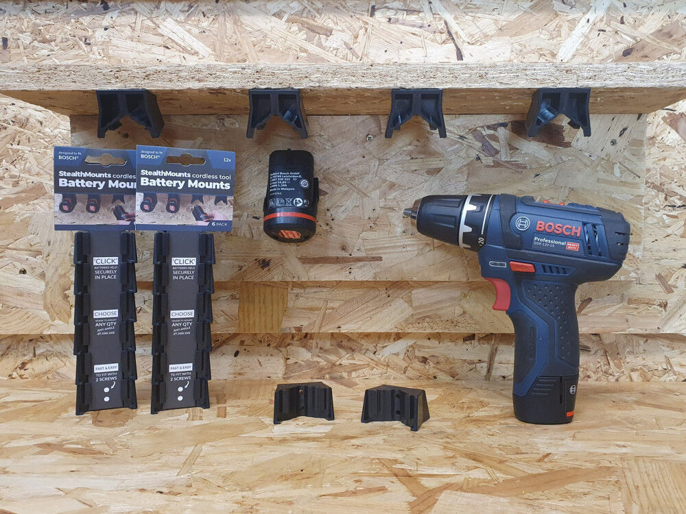 Battery Mounts for Bosch 10.9/12v 6pk Black BM-BO108-BLK-6