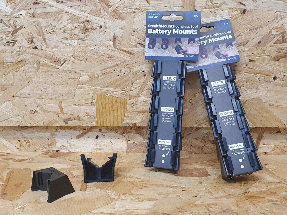 Battery Mounts for Bosch 10.9/12v 6pk Black BM-BO108-BLK-6