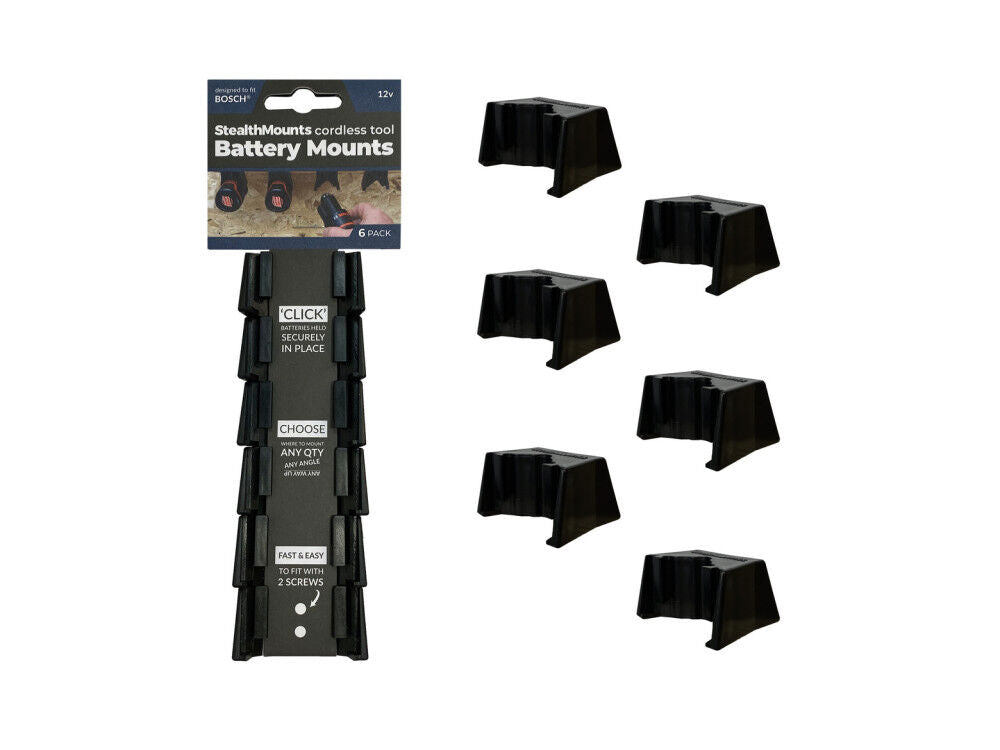 Battery Mounts for Bosch 10.9/12v 6pk Black BM-BO108-BLK-6