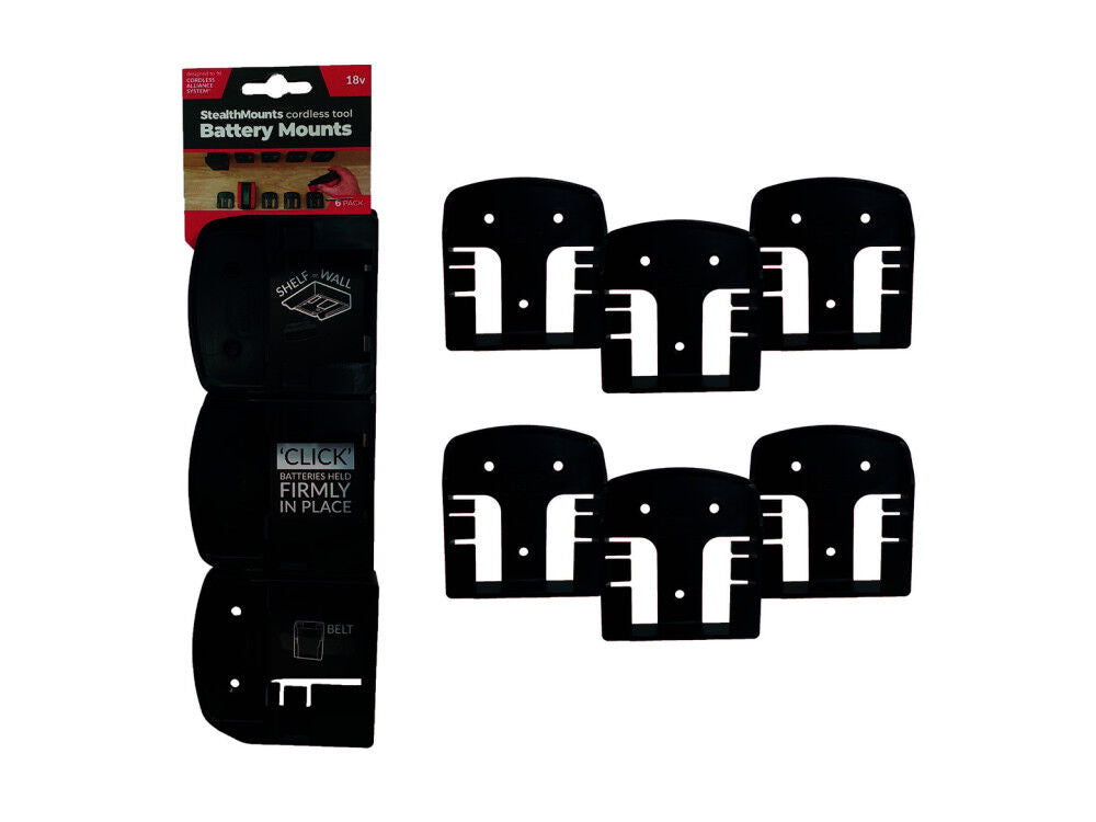Battery Mounts for Cordless Alliance System 6pk Black BM-CAS18-BLK-6