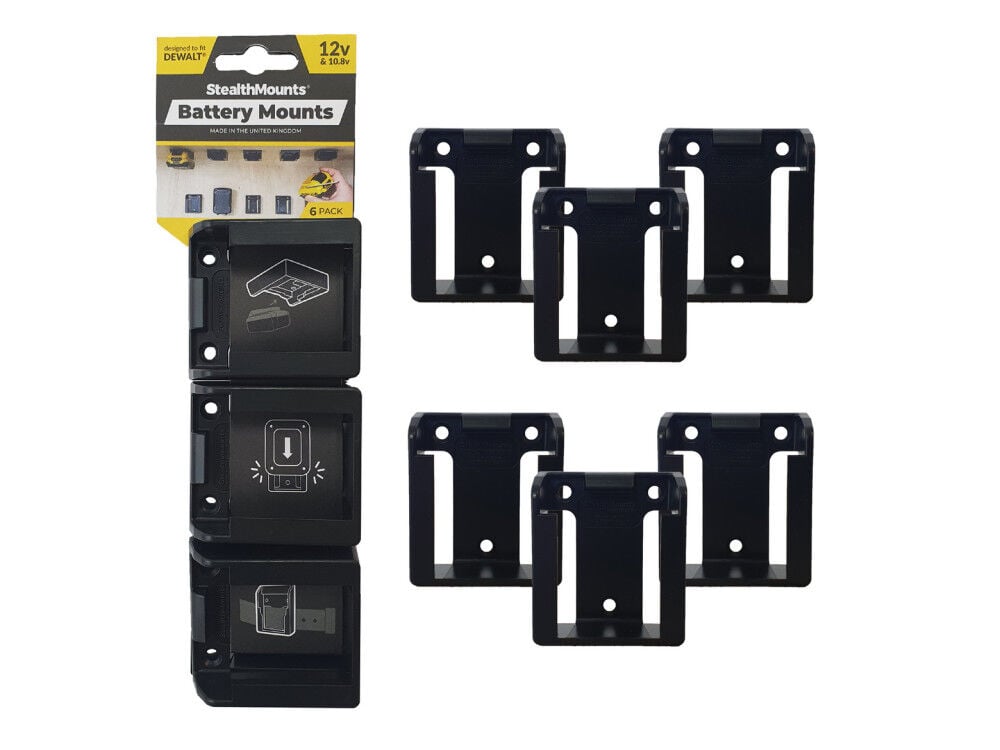 Battery Mounts for Dewalt 12v Black BM-DW12-BLK-6