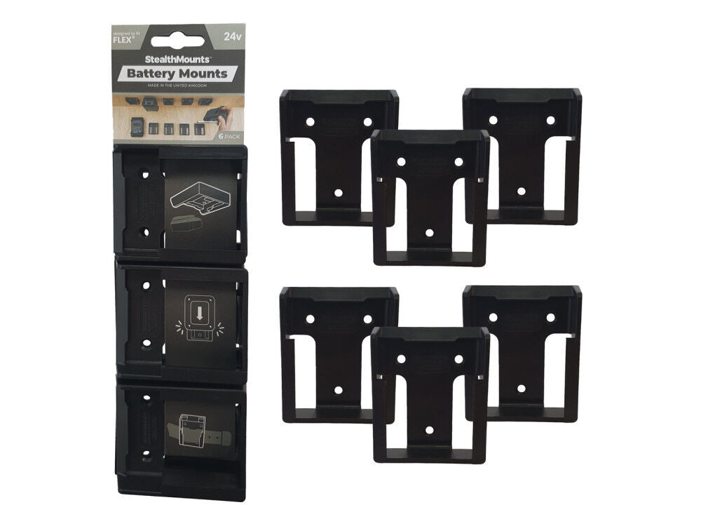 Battery Mounts for Flex 24v 6pk Black BM-FX24-BLK-6