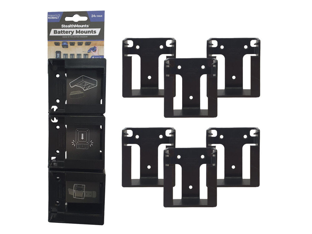 Battery Mounts for Kobalt 24v 6pk Black BM-KO24-BLK-6