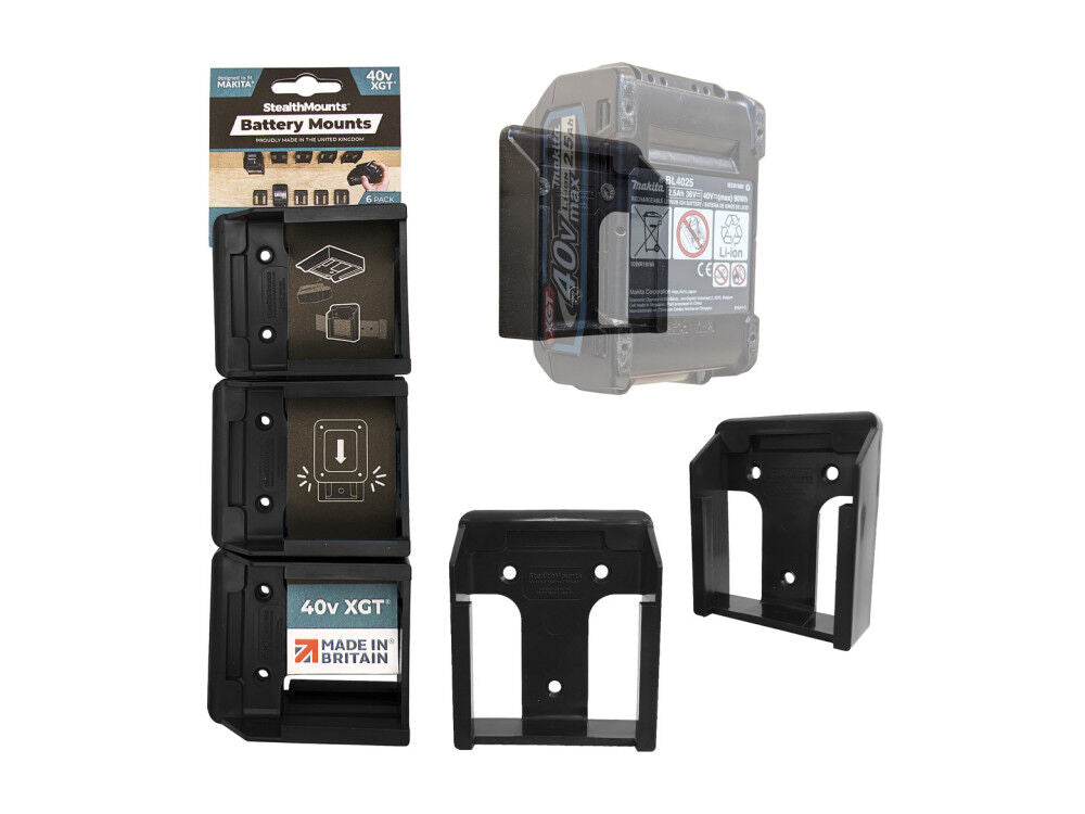 Battery Mounts for Makita 40v XGT 6pk Black BM-MK40-BLK-6