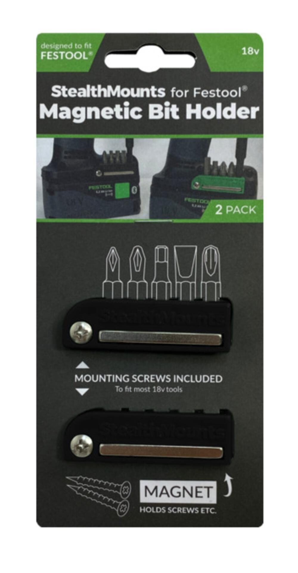 BLACK Bit Holder for 2pk BH-FT-BLK-2-LF