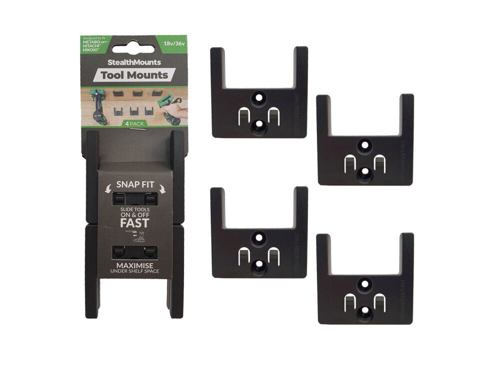 Tool Mounts for Hikoki/Metabo HPT/Hitachi 18v 4pk Black TM-MHH18-BLK-4
