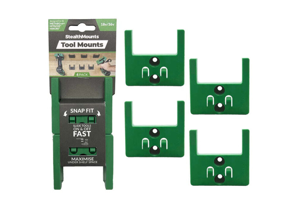 Tool Mounts for Hikoki/Metabo HPT/Hitachi 18v 4pk Green TM-MHH18-GRN-4