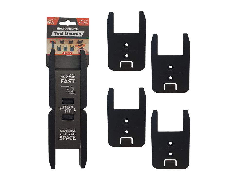 Tool Mounts for Ridgid & AEG 18v 4pk Black TM-AR18-BLK-4
