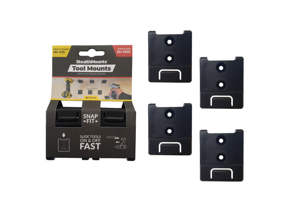 Tool Mounts for Stanley/Porter Cable 18/20v 4pk Black TM-STPC-BLK 4