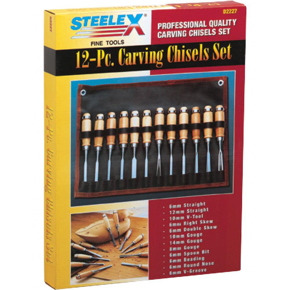 Beech Wood Handle Carving Chisel Set 12pc D2227