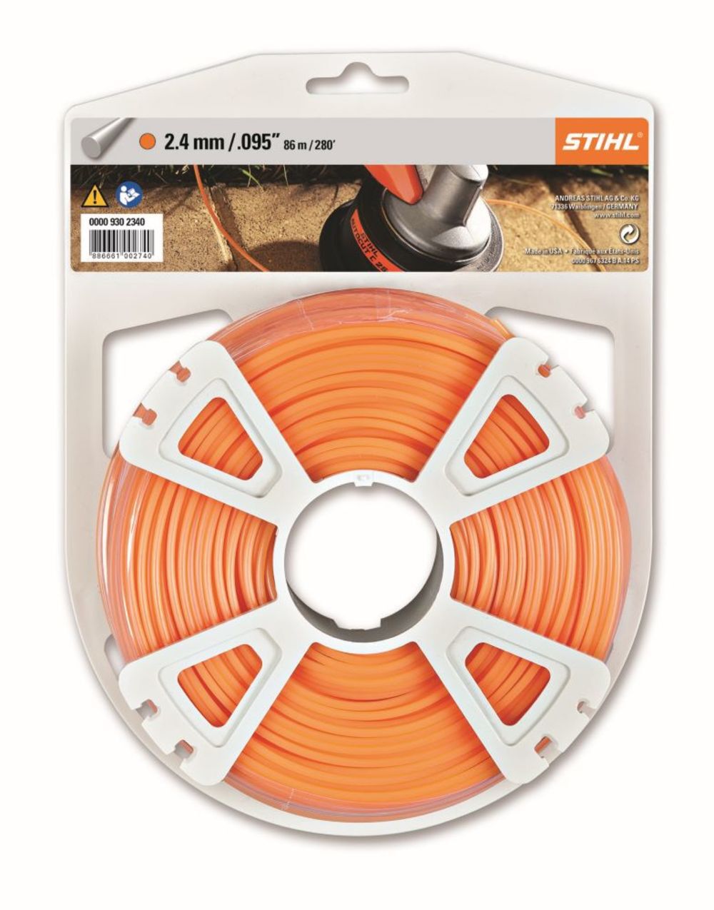 0.095in Diameter x 280' Orange Nylon Trimmer Line 0000 930 2340