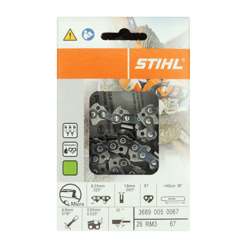 16in Oilomatic Rapid Micro 3 26RM3-67E Saw Chain 3689 005 0067