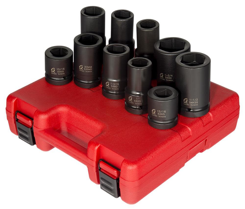 1 In. Drive SAE & Metric Heavy Duty Wheel Impact Socket 10 pc. 5690A