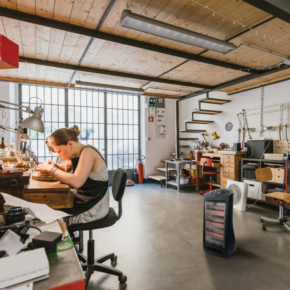 23 In. 750/1500W 5120 Btu 160 Sq-Ft. Radiant Tower Heater 1VAHQ23