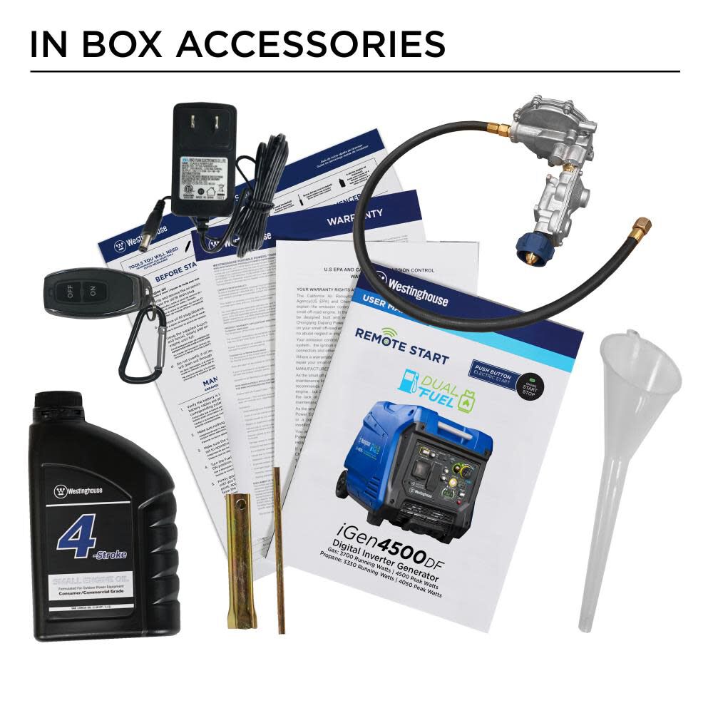 iGen Dual Fuel Inverter Portable Generator 3700 Rated 4500 Surge Watt with Remote Start IGEN4500DF