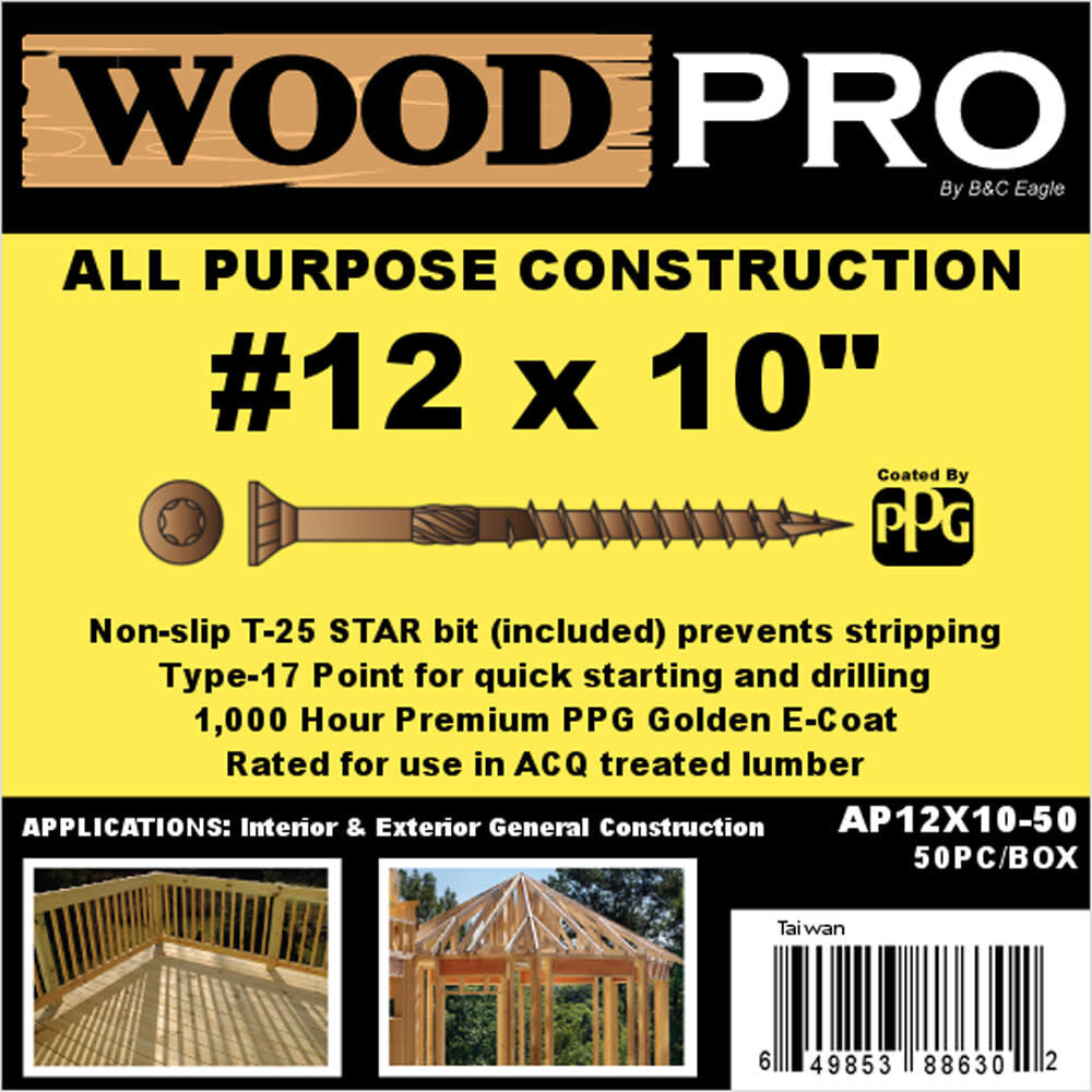 (50) #12 x 12 In. All Purpose Wood Screws AP12X12-50