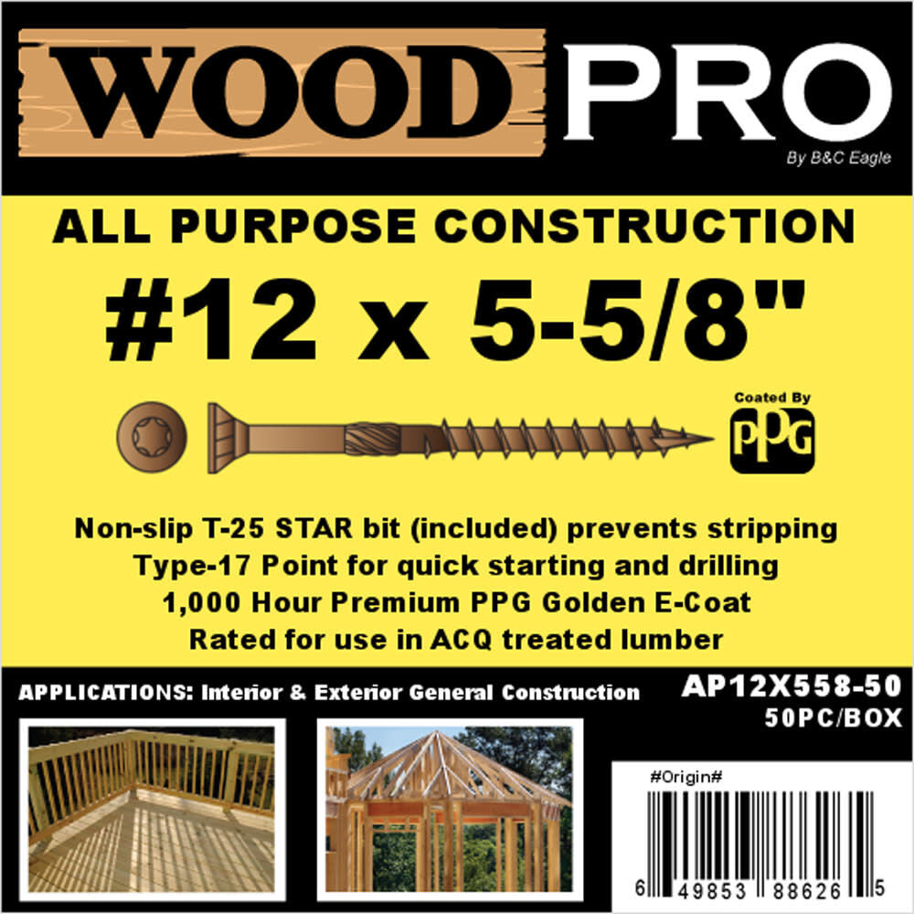 (50) #12 x 5-5/8 In. All Purpose Wood Screws AP12X558-50
